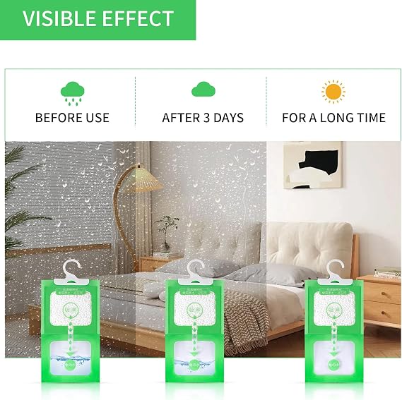 Wardrobe Dehumidifier Hanging Bags, 700g Set of 7 Hanging Wardrobe Dehumidifier Bags with Moisture Trap Crystals for Wardrobes Closets Home Kitchen Garage Bedroom Car, Stop Damp Condensation
