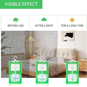 Wardrobe Dehumidifier Hanging Bags, 700g Set of 7 Hanging Wardrobe Dehumidifier Bags with Moisture Trap Crystals for Wardrobes Closets Home Kitchen Garage Bedroom Car, Stop Damp Condensation