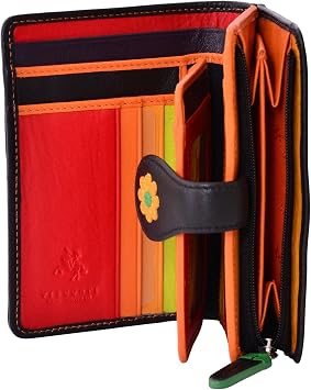 Visconti Spanish DS-82 Womens Floral Multi Colored Bifold Wallet DAISY COLLEC. - Black Multi, Medium