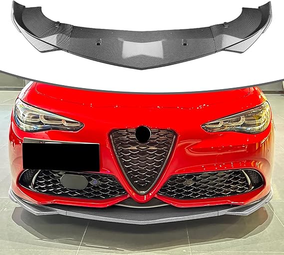 Front Bumper Lip Body Kit Spoiler Splitters Compatible with Alfa Romeo Giulia Sport Sedan 2015-2024, Carbon Fiber Look