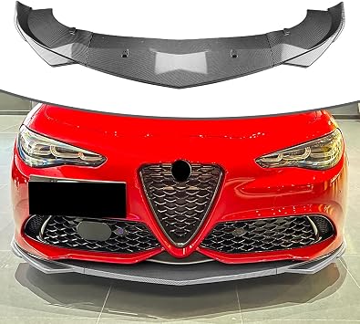 Front Bumper Lip Body Kit Spoiler Splitters Compatible with Alfa Romeo Giulia Sport Sedan 2015-2024, Carbon Fiber Look