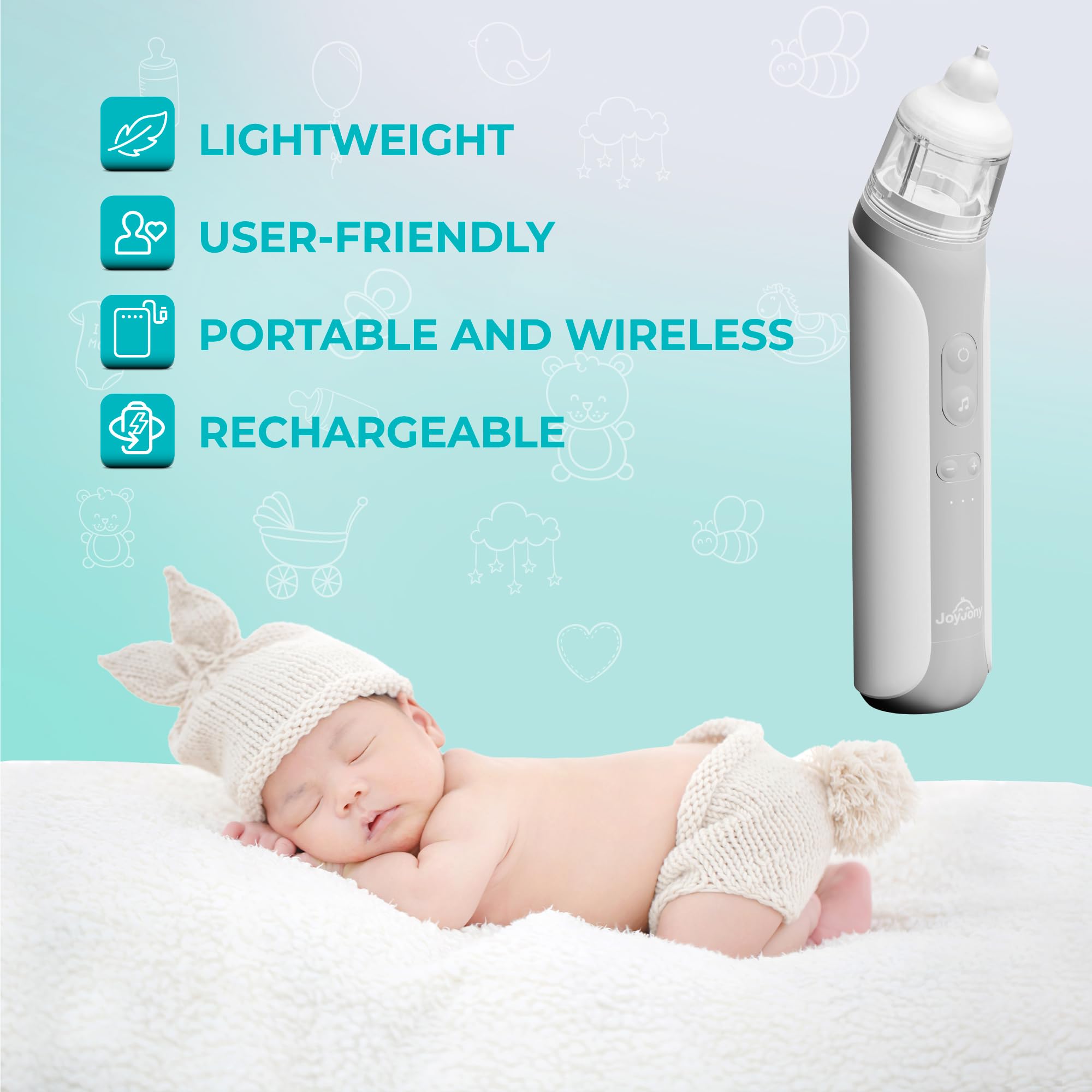 Aspirador nasal eléctrico para bebés, máquina de succión de nariz para recién nacidos, niños y adultos, aspiradora automática de mocos de grado hospitalario con 3 niveles de succión ajustables para