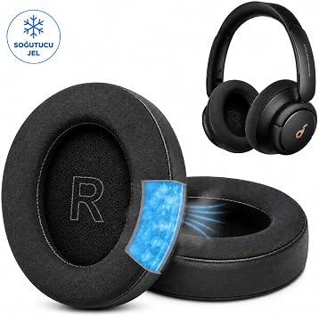 Anker Soundcore Life Q30/Q30BT/Q35 Uyumlu Soğutucu Jel Kulaklık Yastığı, Hafızalı Köpük Yedek Ped, Serinletici Kumaş/Suni Deri Kulaklık Süngeri