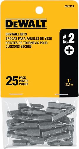 DW2125 #2 Phillips Drywall Bit Tip (25-Pack), Silver metallic