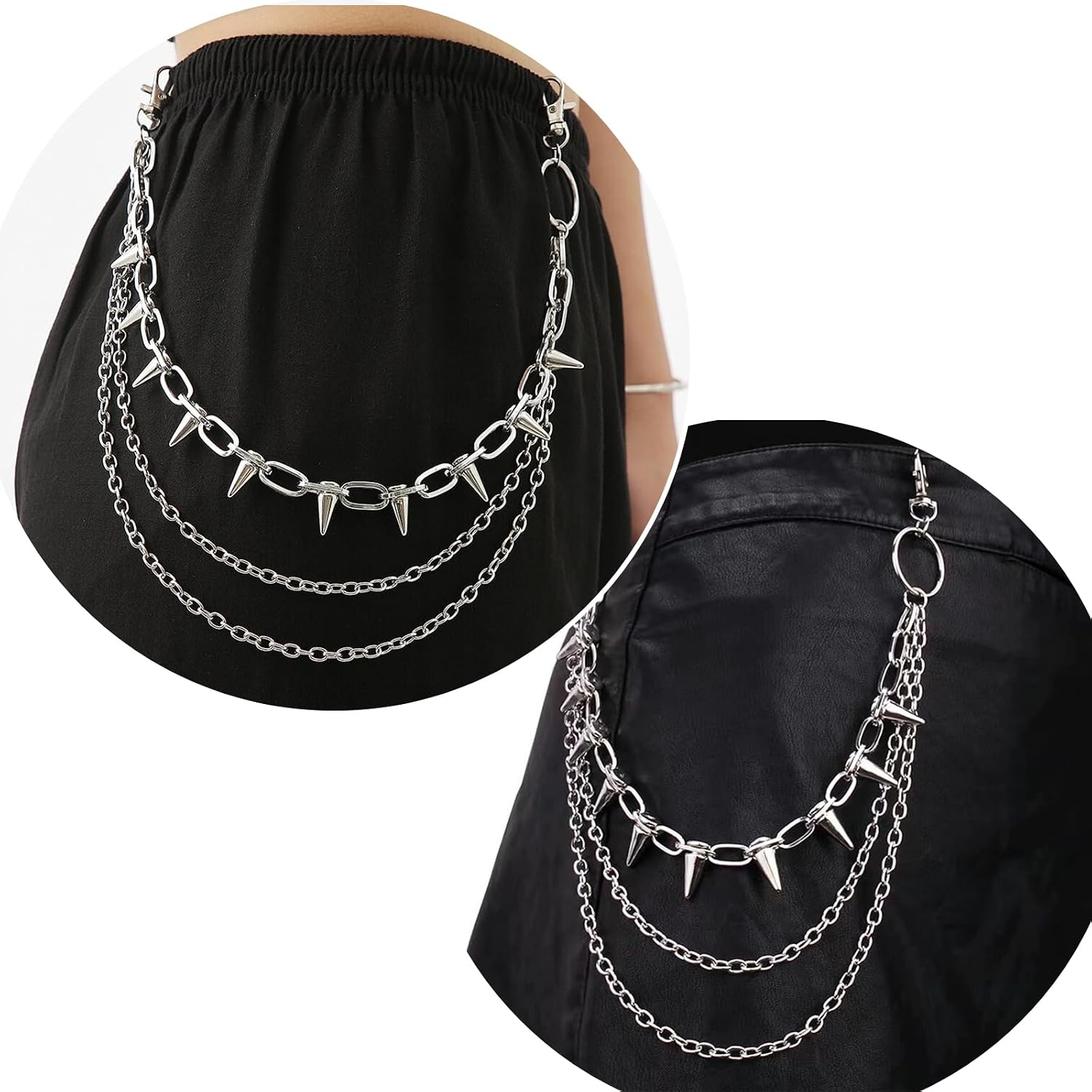 Wallet Chain For Men - Punk Pants Chain Belt, Rivet Jean Chain Waist Chain, Goth Belt Chains For Women, Rivet Punk Accessories for Women Men