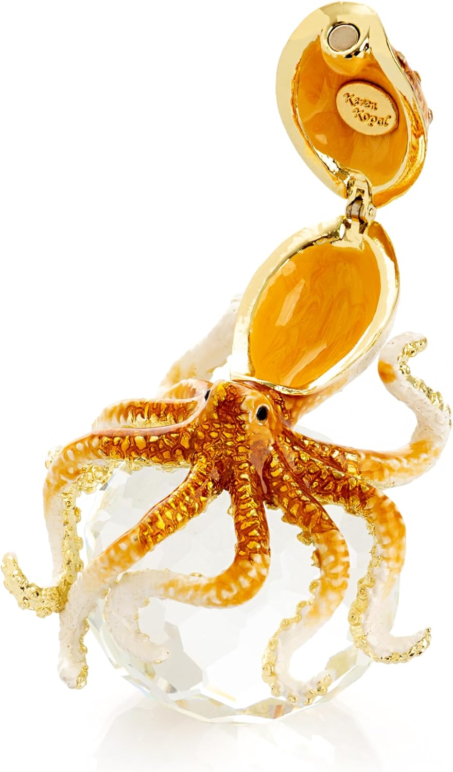 Keren Kopal Octopus on Crystal Trinket Box Decorated with Crystals Handcrafted