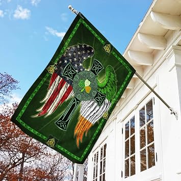 FLAGWIX St Patricks Day Decorations - Irish American Flag, House Flag 29.5" x 39.5" - USA House Garden Flags Premium Polyester - Decorative Outdoor Flags