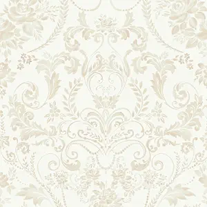 Ismoon Floral Peel and Stick Wallpaper Vintage Beige Watercolor Damask