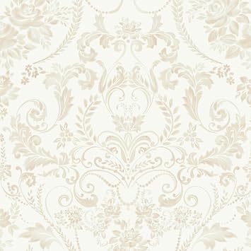 Floral Peel and Stick Wallpaper Vintage Beige Contact Paper Watercolor Damask Wallpaper Boho Waterproof Removable Self-Adhesive Wall Paper for Bedroom Shelf Cabinet Decor 17.3in x 6.56ft