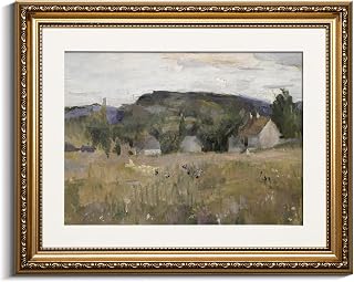 VIYYIEA Gold Framed Wall Art Canvas Print Home Decor Vintage Landscape Art Prints Wall Decor Abstract Serene Countryside Scene Wall Prints Mid Century Modern Decor for Living Room Bedroom 13x16in