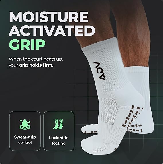 ADV Pro Tennis & Pickleball Socks Cushioned Performance Training Socks w/Microfiber Grip, Compression Arch for Men & Women