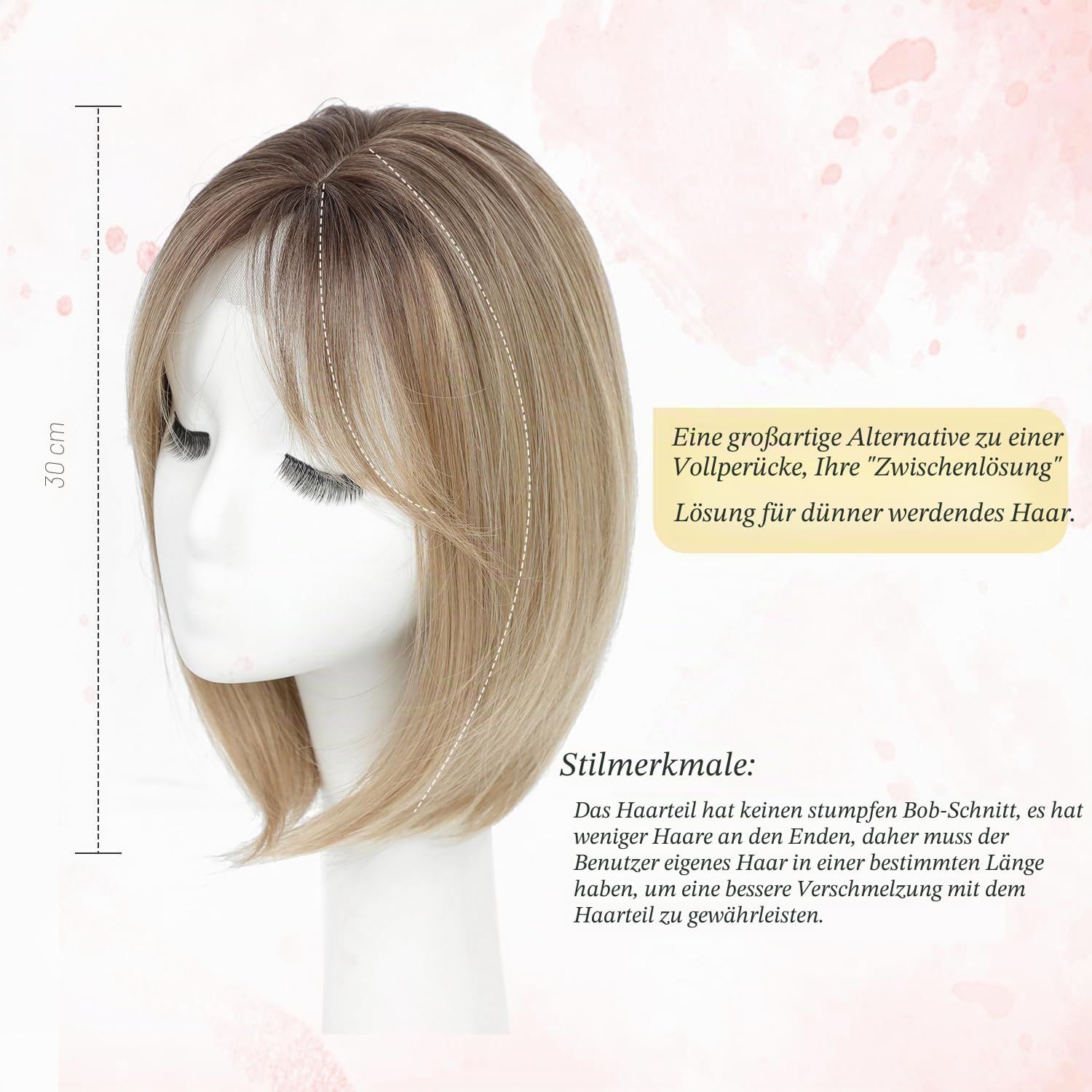 MORICHY Haaraufsätze für dünner werdendes Haar, 16,5x16,5 cm Haaraufsatz mit großer Basis zum Abdecken von grauem Haar oder Haarausfall, synthetische Haarverlängerungen, Clip-in-Pony für den täglichen