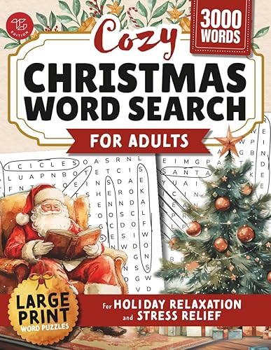 Cozy Christmas Word Search for Adults Large Print Word Puzzles for Holiday Relaxation and Stress Relief (Word Find Books For Adults)