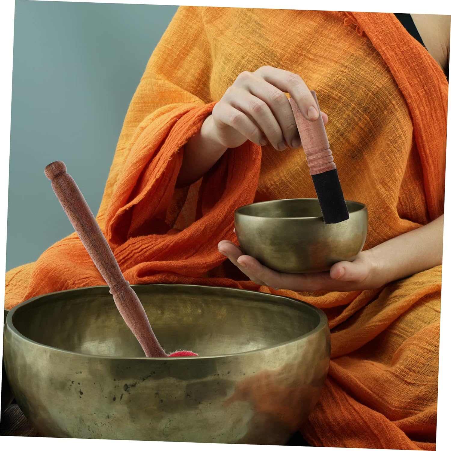Kisangel 3-Piece Tibetan Singing Bowl Mallet Set Large Wooden Striker for Yoga and Meditation Hand-Hammered Sound Bowl Accessories