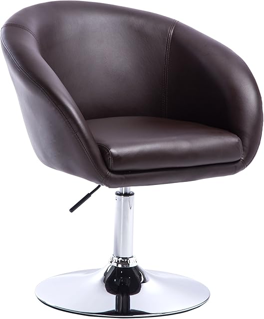 WOLTU Bar Stool Brown Bar Chair Breakfast Dining Stool for Kitchen Dressing Stool Counter Stool with Back Faux Leather Exterior, Adjustable Swivel Gas Lift, Steel Base