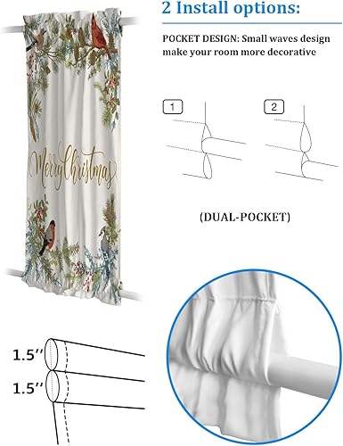 Miniatura 9 de Cortinas opacas de Navidad para puerta francesa, de vidrio, para puerta delantera, trasera, puerta de patio, aislamiento térmico, bolsillo para