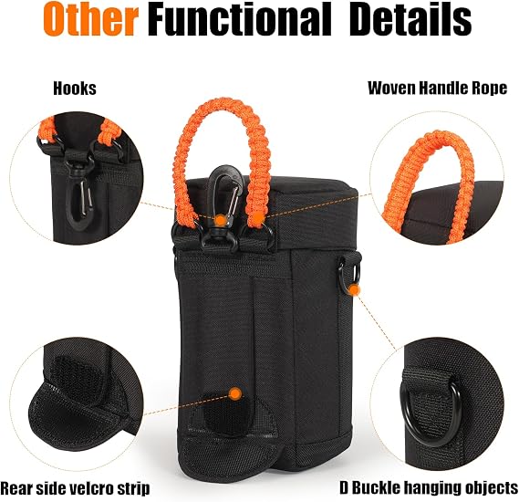 Cwatcun Camera Lens Case, Hard Case Shockproof DSLR Camera Lens Pouch with Shoulder Strap, Water Resistant Camera Lens Bag for Nikon, Sony, Fuji, Canon and Other Lens Below 3.03 x 5.71(D x L)