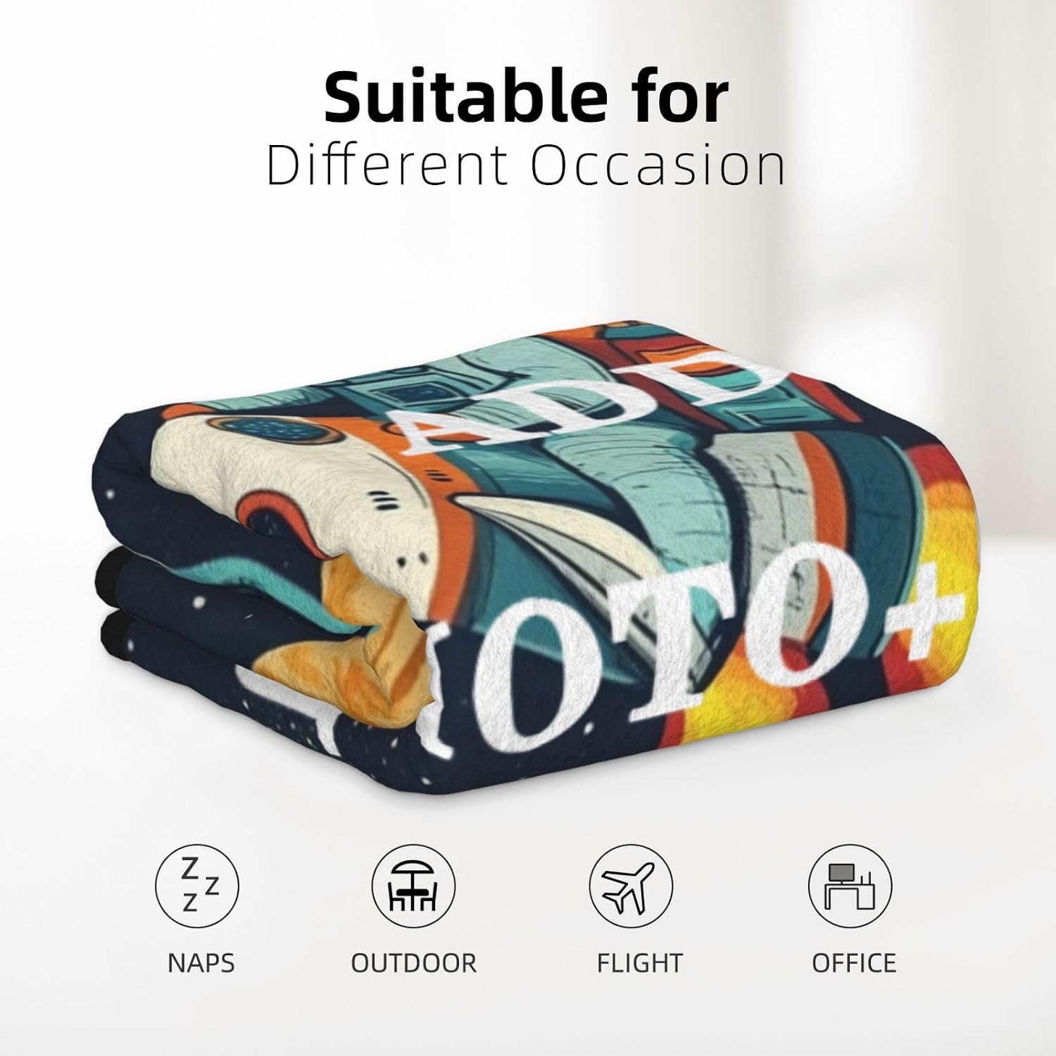 Custom Astronaut Blanket for Baby Boys, Space Astronaut Theme Personalized Blankets Planet Add Photo Name for Kids Nursery Toddlers Soft Flannel Throw Blanket for Newborn Infant Custom Gifts