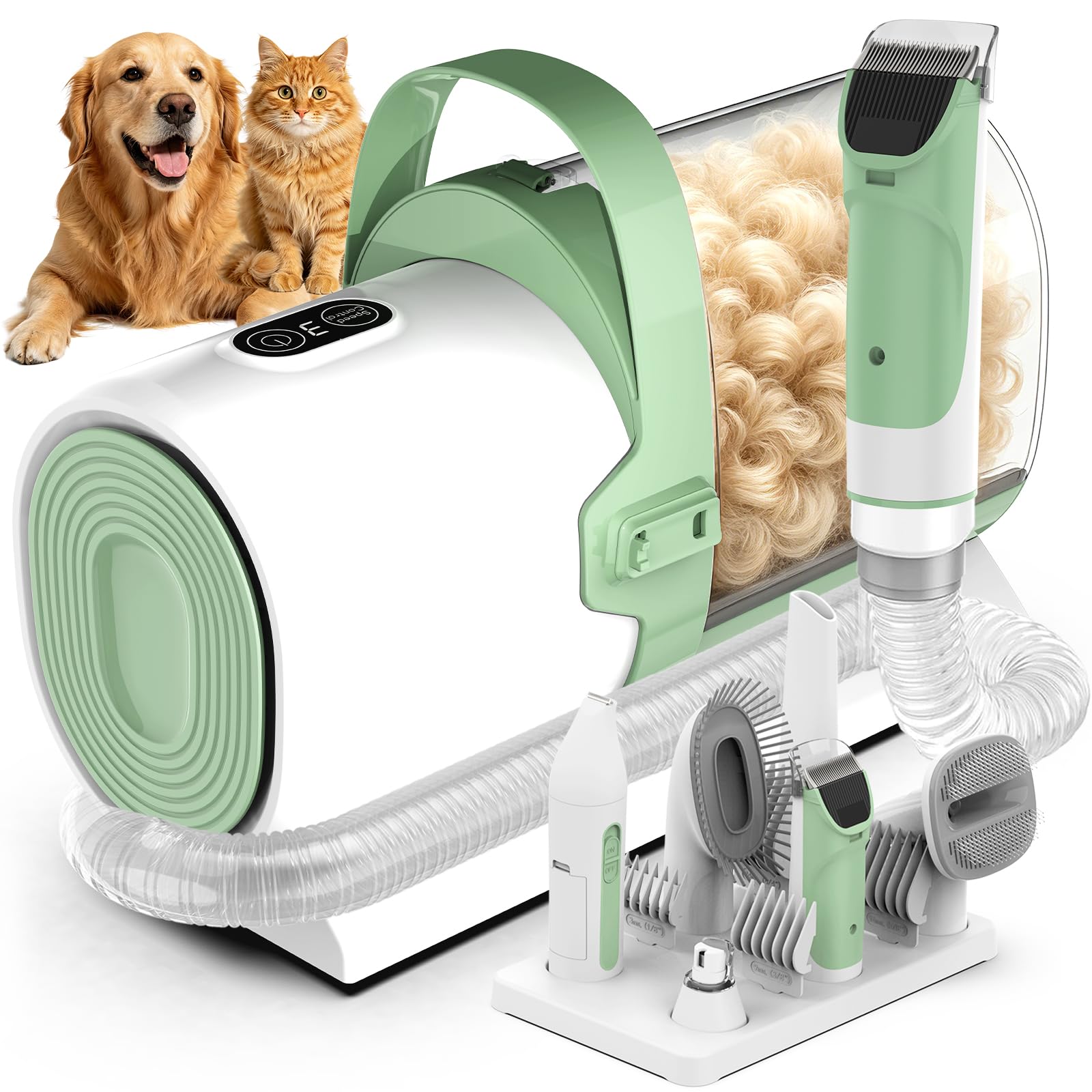 AiRiOBO Dog Grooming Vacuum Kit, 7-in-1 Pet Hair Vacuum for Shedding