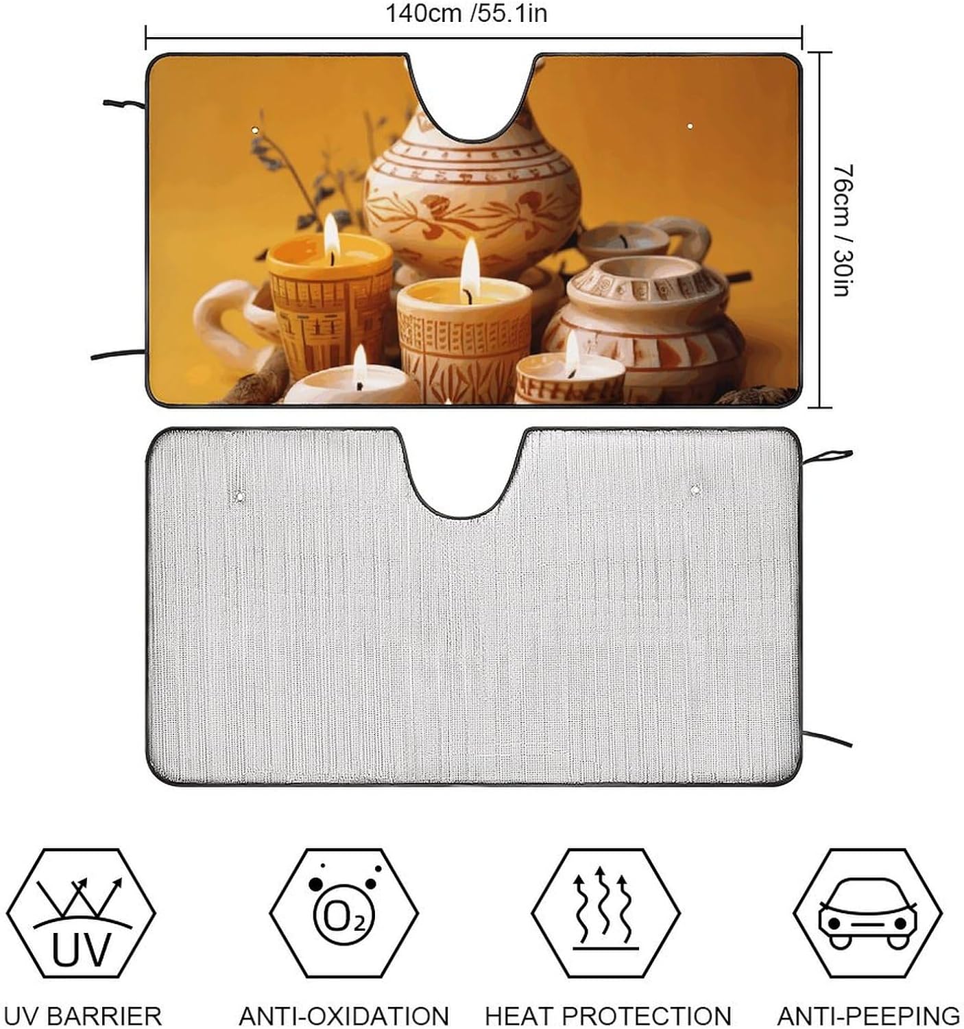 Car Windshield Sunshade Candles and Tea Lights Foldable Sun Shade Visor Keep Vehicle Cool Fit Cars Trucks SUVs image 2