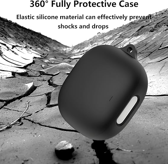 Case Cover Compatible with Soundcore Liberty 4 Pro by Anker Earbuds | Soft Silicone Liberty 4 Pro Protective Case with Cleaner Kit with Carabiner Keychain Accessories (Black)