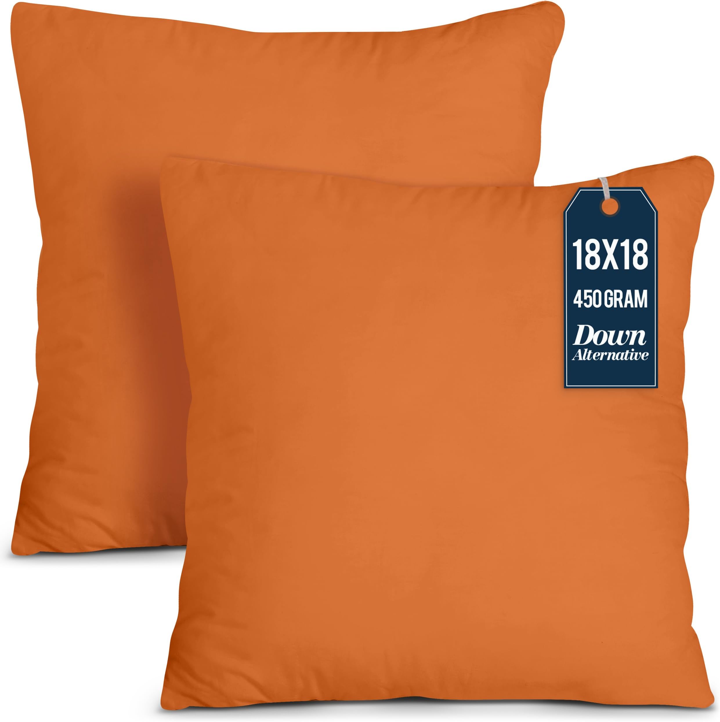 Utopia Bedding Throw Pillows Insert (Pack of 2, Orange) - 18 x 18 Inches Bed and Couch Pillows - Indoor Decorative Pillows
