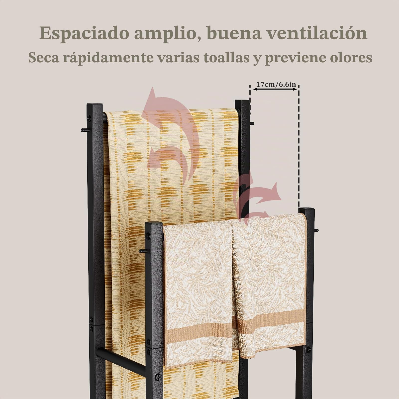 Yawinhe Portatoallas de Pie Autónomo,2 Barras,Toalleros de Baño,Negro | Estante Independiente con Base de Mármol;Toallero de Baño de Pie Barra Toallas Baño,Toallero de Piscina para Exteriores