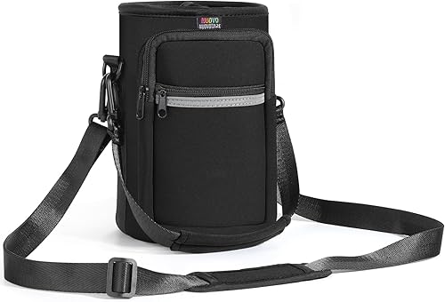 Miniatura 16 de Bolsa para botella de agua Nuovoware, soporte para botella de agua de 25oz/40oz/64oz, correa de mano ajustable, 2 bolsillos de neopreno, accesorios
