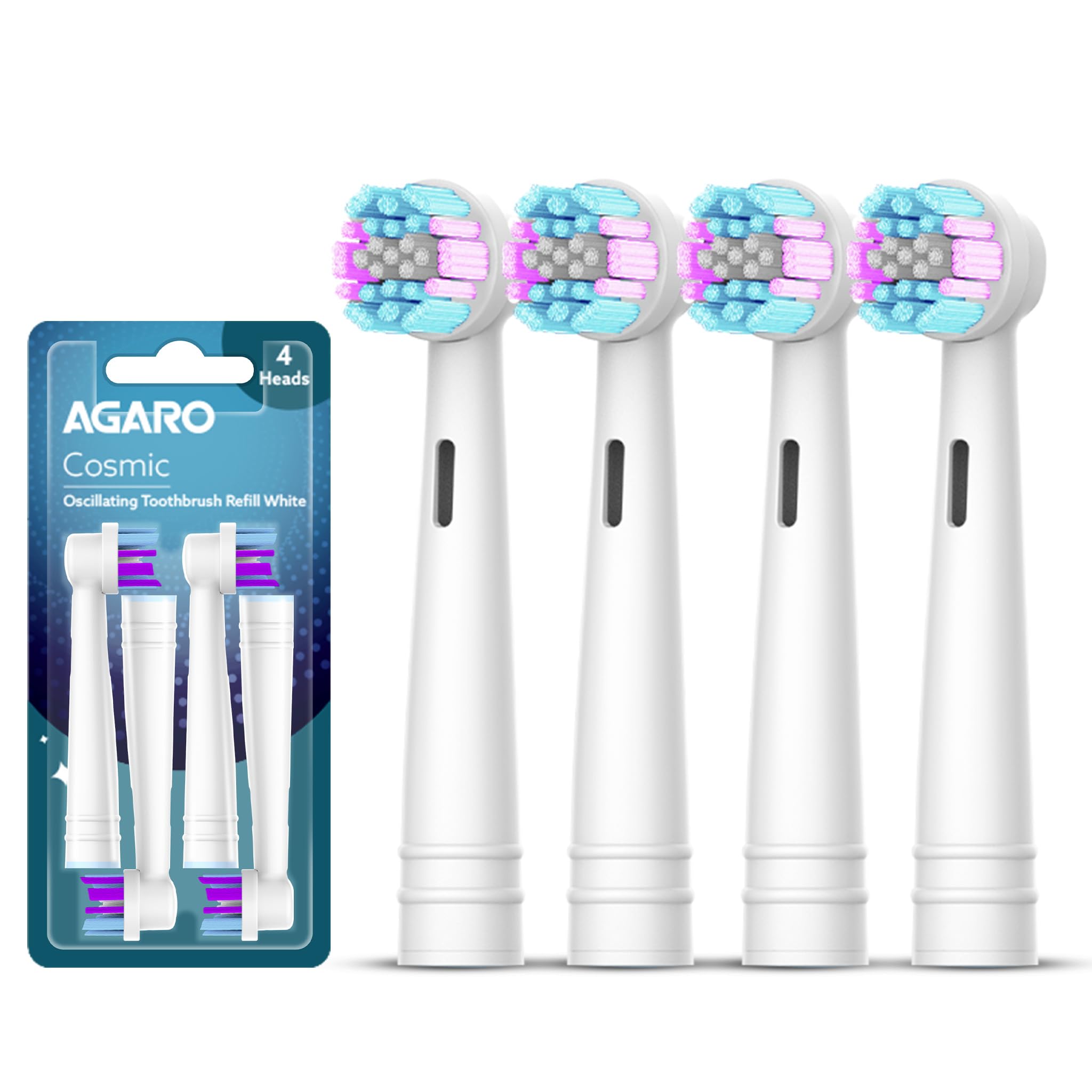 AGARO Cosmic Oscillating Electric Toothbrush Refill Heads, Soft Bristles for Cleaning, Pack of 4 Brush Heads for Daily Oral Care,Compatible with AGARO Cosmic Plus & Cosmic Ultra Oscillating Toothbrush-picture-16