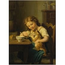 HardPress My Best Friend - Oil on Canvas by Fritz Zuber-Buhler - 19th Century Figurative Art 11 x 14 inches