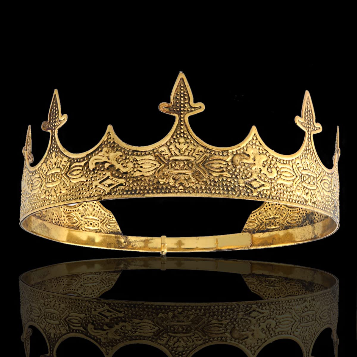 Korona Biżuteria do włosów Królewski Król Diadem Mężczyźni Metal Big Tiaras Na Halloween Kostium (Ciemne Złoto)