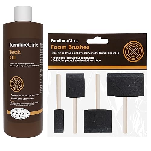 Furniture Clinic Teak Oil + 4 Pack Foam Brushes |