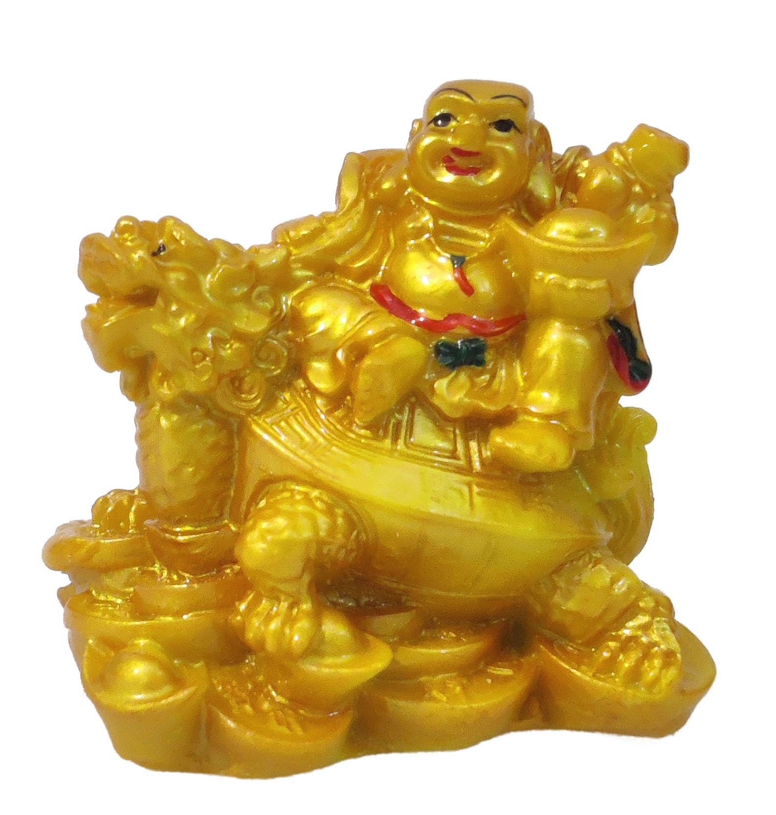 GLOOKS Vastu Feng Shui Laughing Buddha on Turtle for Good Luck for Home Office Décor
