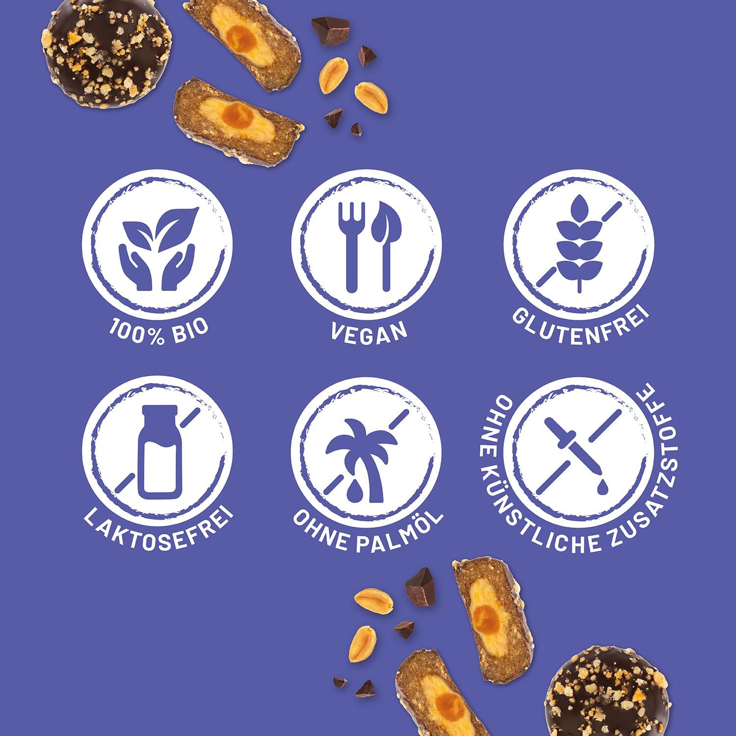 foodloose Choc Delights Peanut Caramel | Gefüllter Dattelsnack mit Erdnussmus Umhüllt von Dunkler Schokolade | Bio, Vegan, Glutenfrei & ohne Künstliche Zusätze | Vorteilspack (12 x 20g)