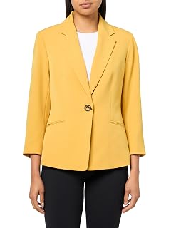 Kasper Womens Crepe Novelty Eyelet Front Notch Collar Jacket Butterscotch
