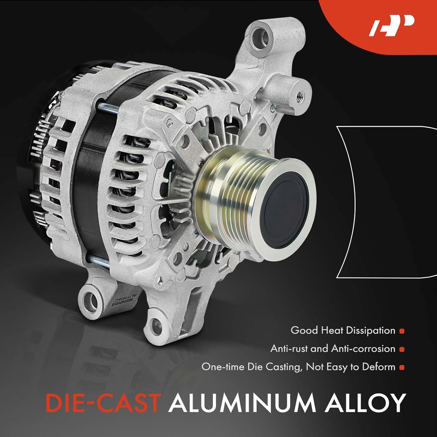 A-Premium Alternator Compatible with Ford Explorer 2012-2013 2.0L, 12V 200A 6-Groove Clutch Pulley Counterclockwise, Replace# 1042106411, BB5Z10346A