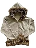 TYATVS Fur Zip Up Hoodie Y2k 2000s Hood Jacket Fluffy Coat Emo Grunge Alt Clothes Gyaru Fashion Streetwear