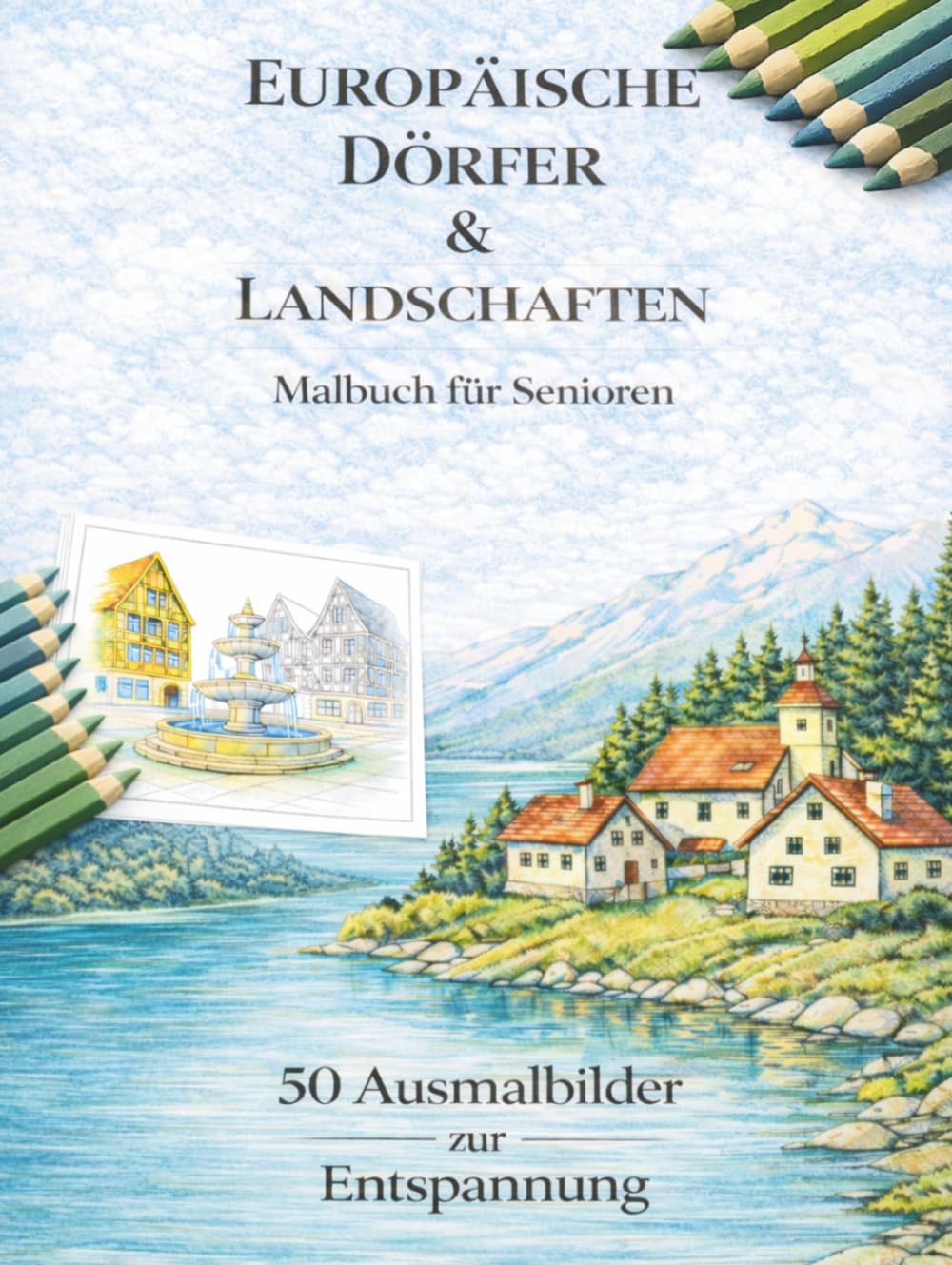 Europäische Dörfer & Landschaften: Malbuch für Senioren - 50 Motive zum Entspannen & Ausmalen