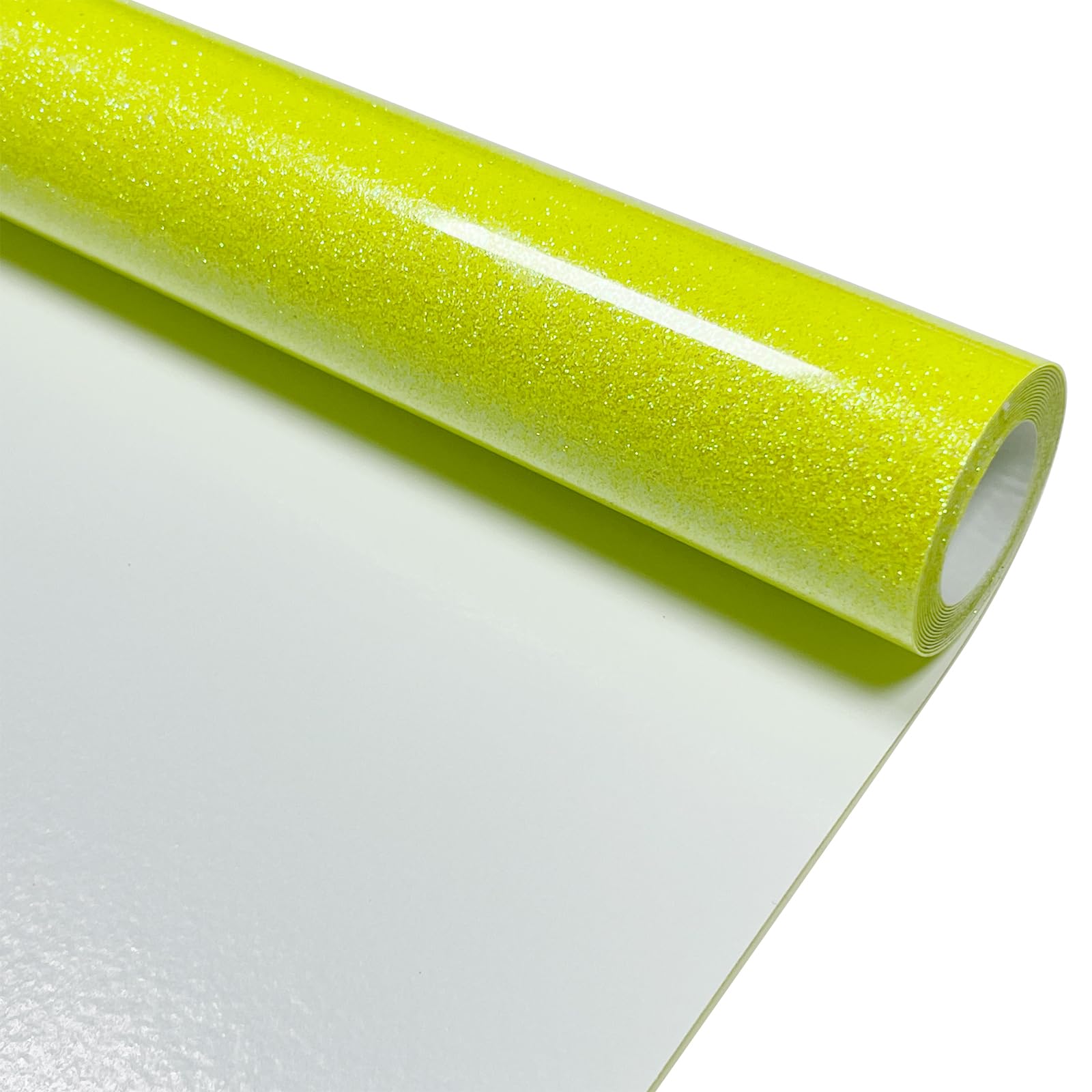 Neon Yellow Glitter Heat Transfer Vinyl 12" x 5 ft HTV for Shirts, Glitter HTV for All Cutter Machine - Easy to Cut &amp; Weed for Heat Vinyl Design
