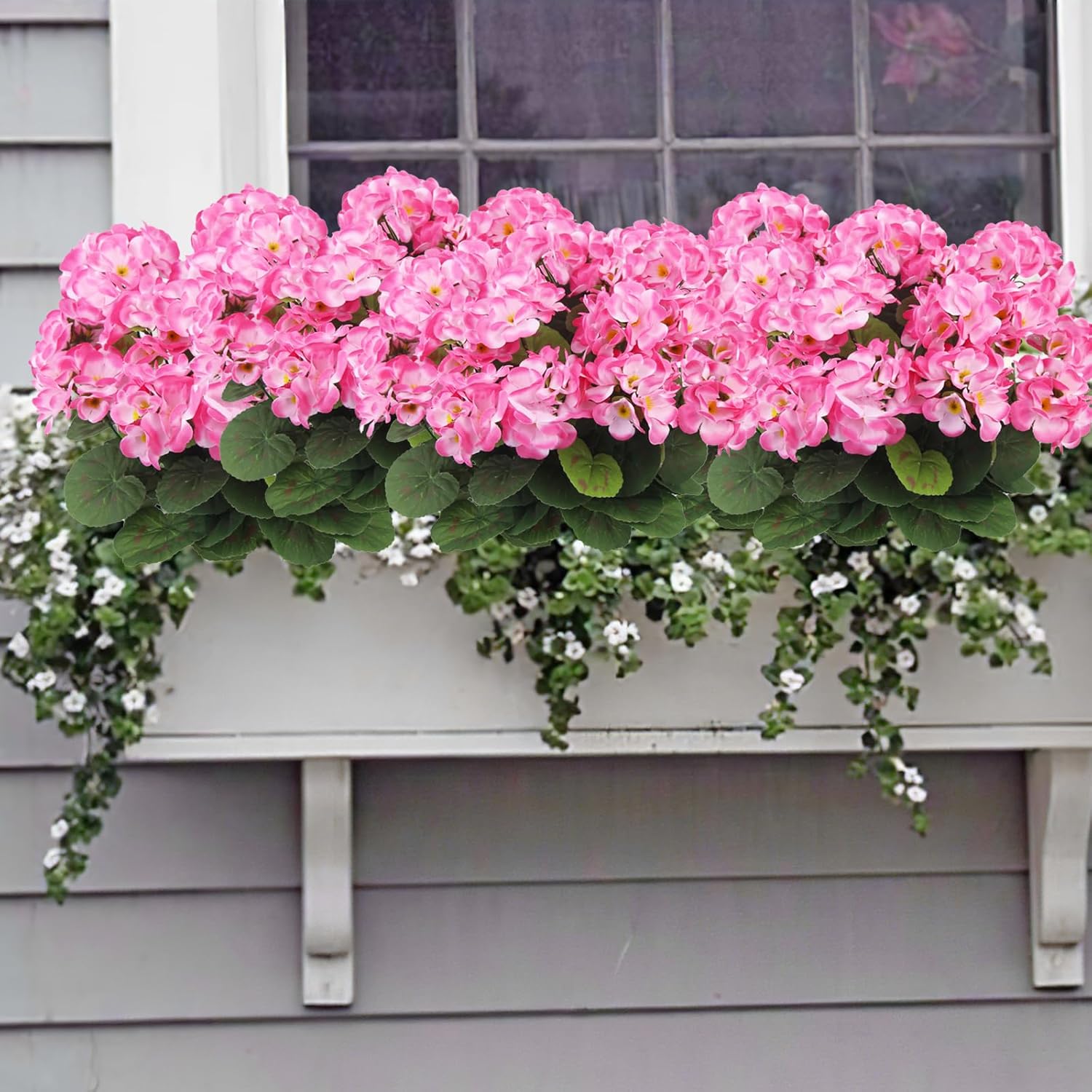 3 Pcs Artificial Geraniums Flowers Silk Geraniums for Outdoors UV Resistant Pink Artificial Geranium Bush Faux Flowers Plant for Planter Garden Home Decor Indoor Patio Vase Table Centerpiece - Image 7