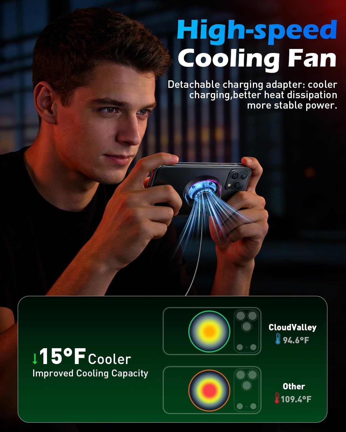 CloudValley 25W Wireless Car Charger Mount with RGB Light, Magnetic Car Phone Holder with Cooling Fan & 45W Adapter, 360° Rotating Vacuum Suction Mount, Only Design for MagSafe iPhone 17/16/15/14/13