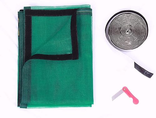 SAI PRASEEDA 200 GSM_Stitched_Ready to Install_Fiber Glass Mosquito Net for Windows_120 X 120 Cms_Green Color_with Self Adhesive Hook Tape and Cutter SPWV13