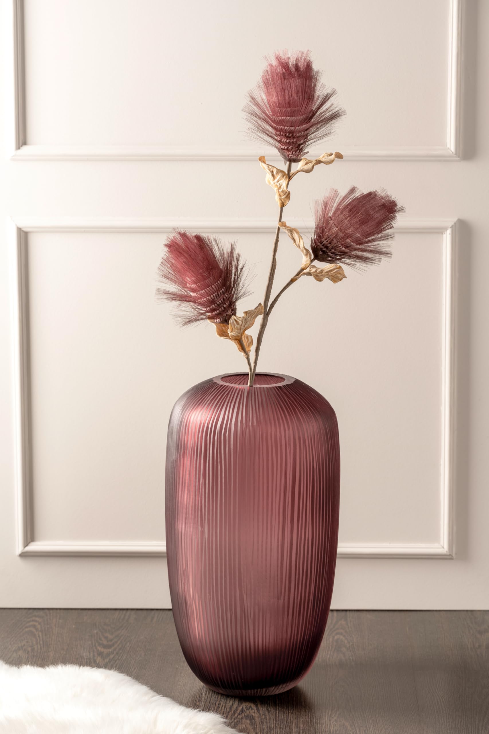Leonardo Bellagio Bodenvase - Farbige Vase aus hochwertigem Glas mit Relief außen - Handarbeit - Höhe 52 cm, Durchmesser 27 cm