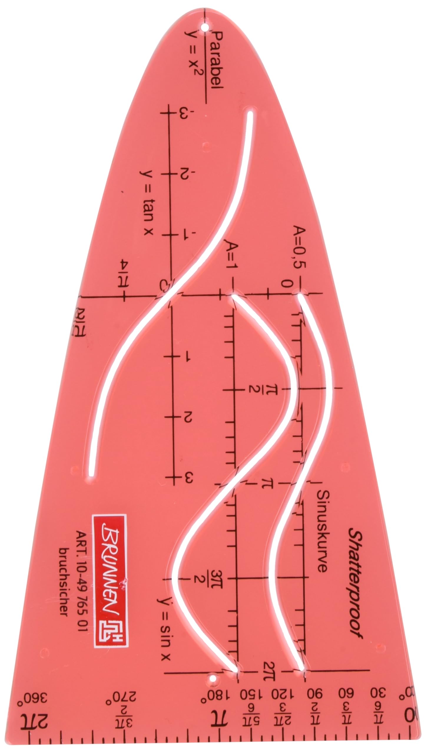 Baier & Schneider Brunnen 104976501 Parabola/Drawing Template Stencil for School, Shatterproof, Assorted Colours, Pack of 1