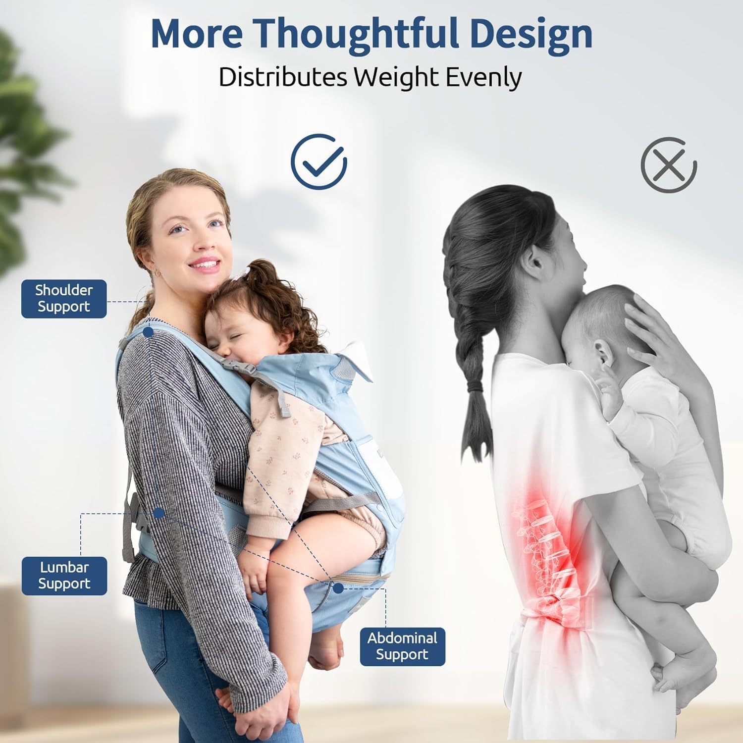 Suptikes Hip Seat Baby Carrier with 6 Carry Positions, Baby Carrier with Hip seat for 6 to 24 Months Baby, Adjustable New-Born to Toddler Carrier, Max Weight Up to 15 Kgs (Blue) 3