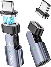 USB C Magnetic Adapter (2Pack), 240W Right Angle USBC Male to USB C Female Adapters, 180 Degree Type C Adapter for Phone 16/15, Pad Series, Tablet, Laptop, 480Mbps, PD Fast Charging, Silver Grey