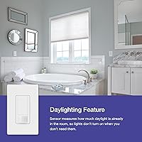 Vista 6 de Lutron Maestro Interruptor de luz con sensor de movimiento para interiores para baño, garaje, lavandería, cualquier bombilla, sensor de ocupación