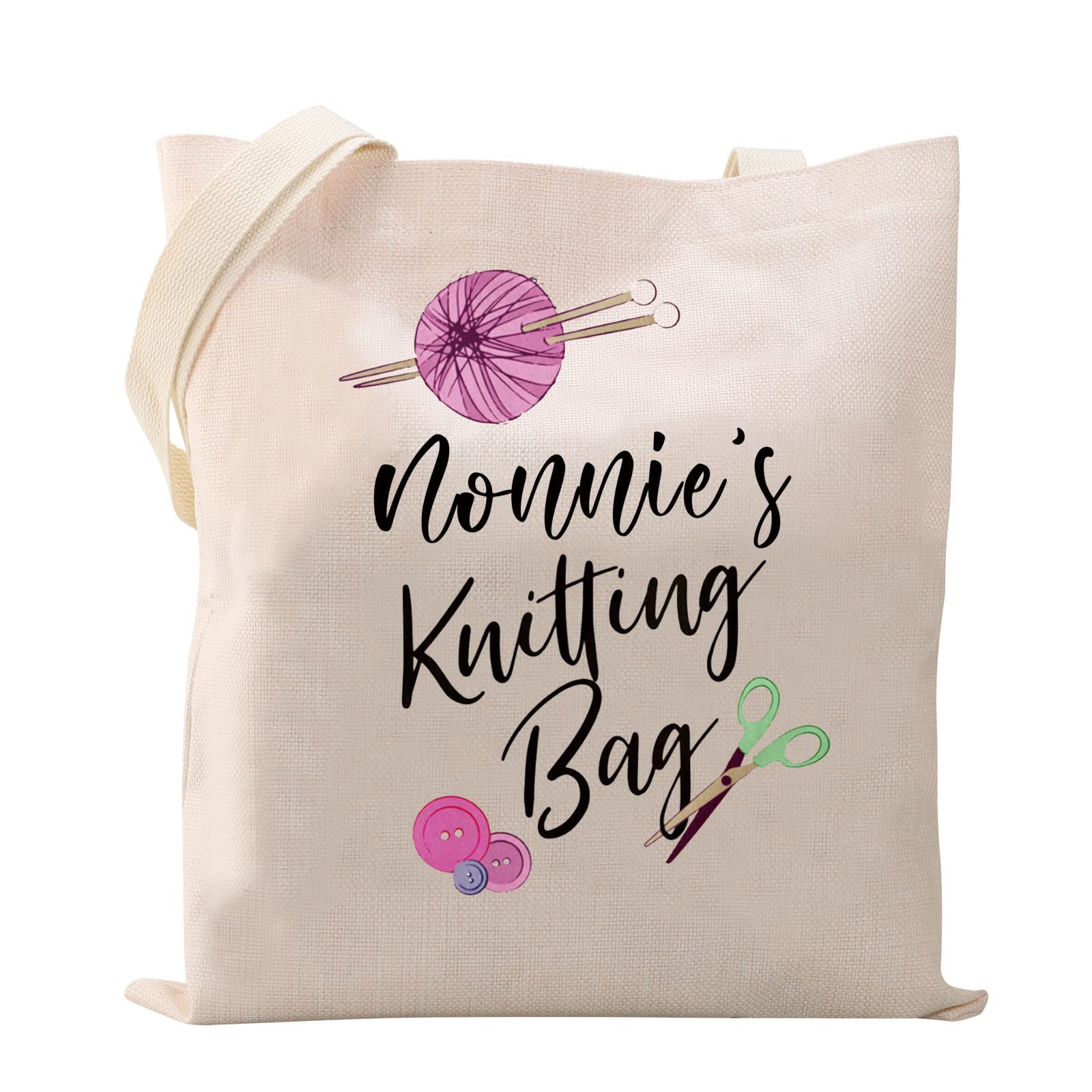 Nonnie's Knitting Bag Grandma Tote Bag Knitting Lover Shopping Bag New Nonnie Gift Nonny Nini Mimi Gift (Nonnies Knitting Bag)