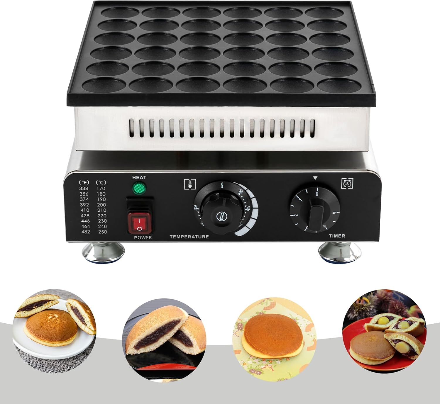 DYRABREST Mini Pancake Maker, 36Pcs Non Stick Pancake Baker, 900W Commercial Electric Waffle Maker Machine for Home Kitchen Restaurant Bakery Snack Bar