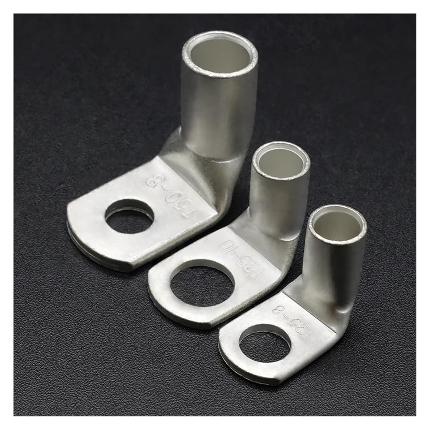 5/10pcs Wire Terminal L-Type Right Angle 90 Degree Bend Nose T6/10/16/25/35-4/6/8/10/12 Tinned Copper Crimp Connector Cable Lugs(50pcs,T16-6)